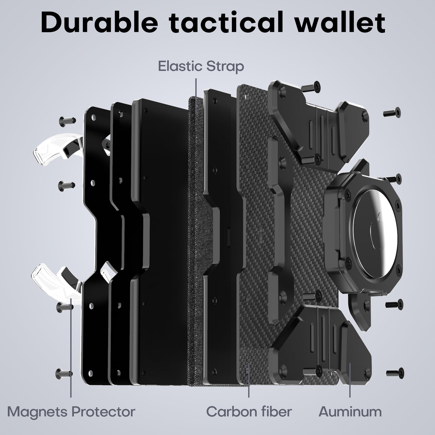 Heavy Duty Mens Airtag Wallet Magnetic Phone Wallet Stand,Grey