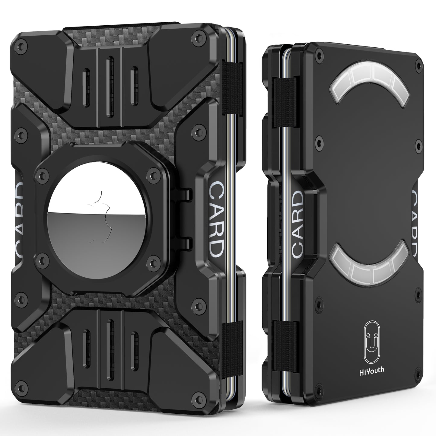 Heavy Duty Mens Airtag Wallet RFID Blocking Magnetic Phone Wallet Stand-Black
