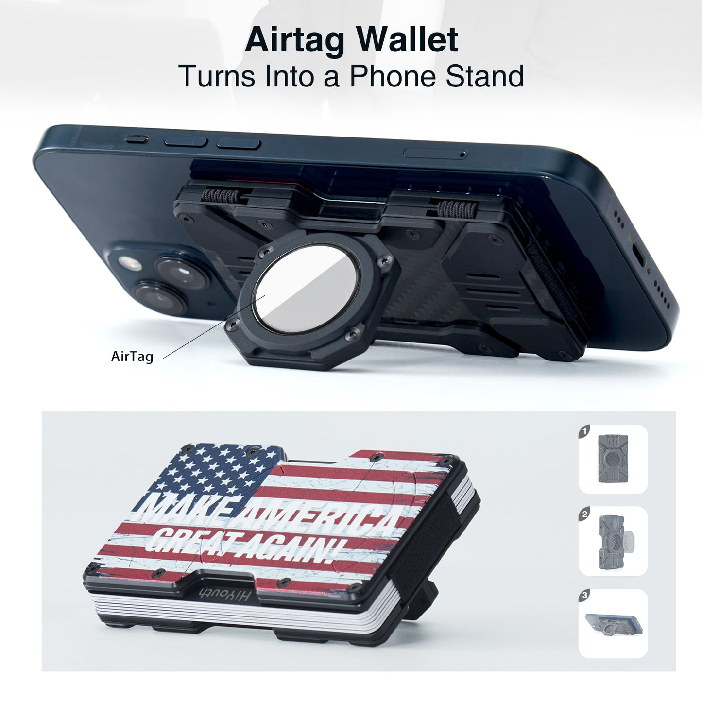 Vintage American Style - Slim Mens Magsafe Airtag Wallet,Aluminum Card Holder