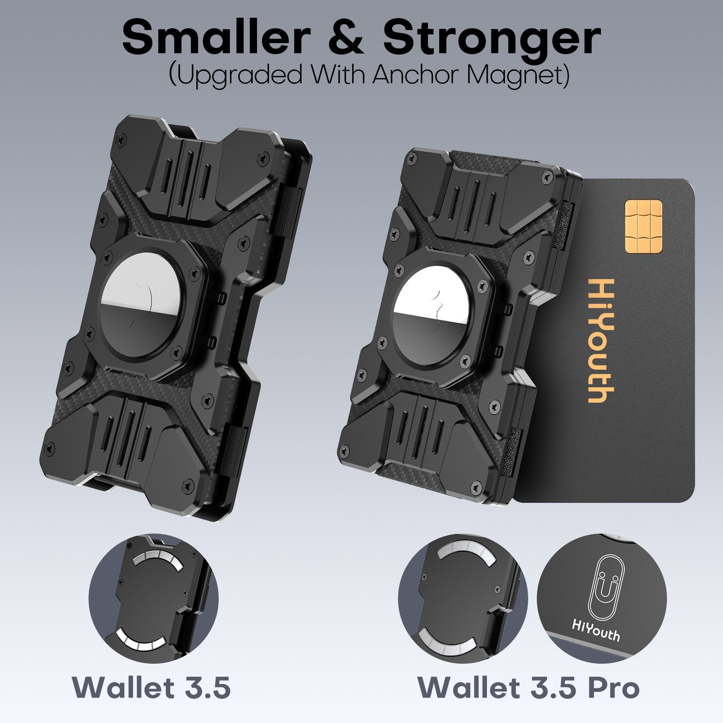 Heavy Duty Mens Airtag Wallet RFID Blocking Magnetic Phone Wallet Stand-Black