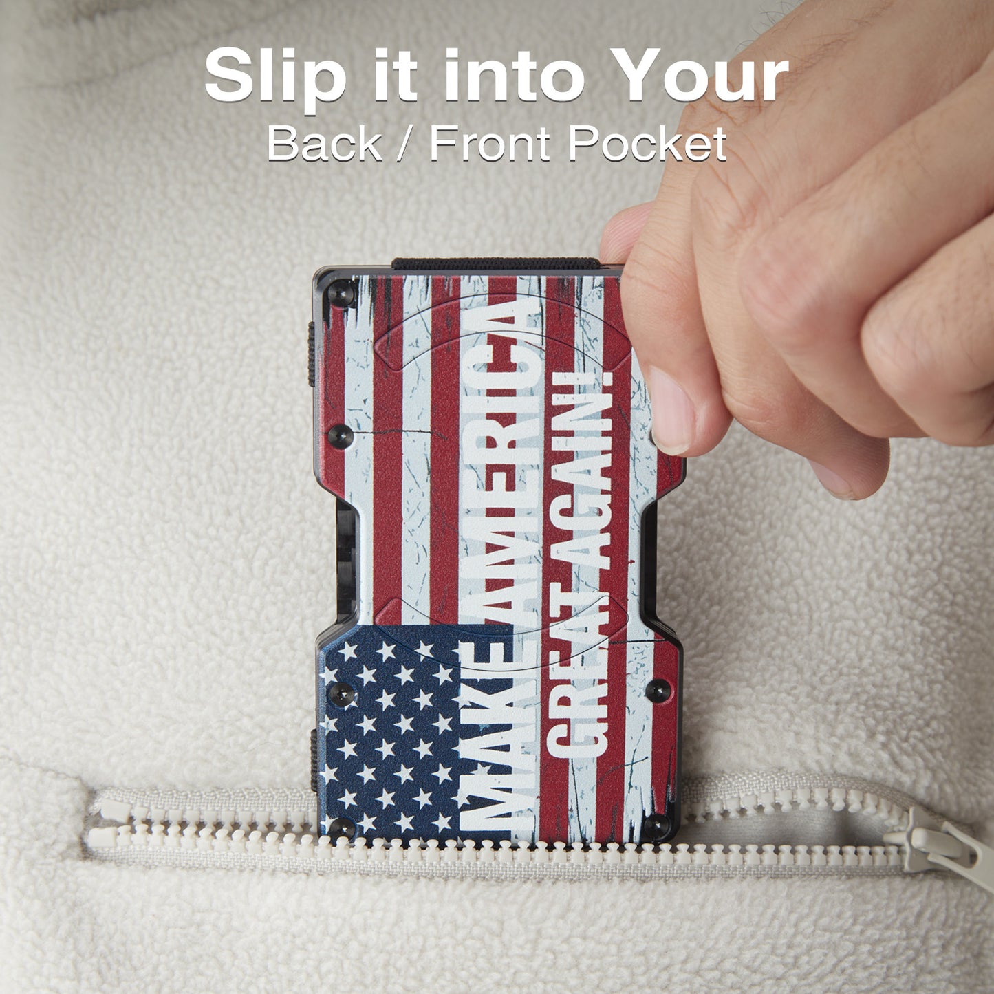 Vintage American Style - Slim Mens Magsafe Airtag Wallet,Aluminum Card Holder