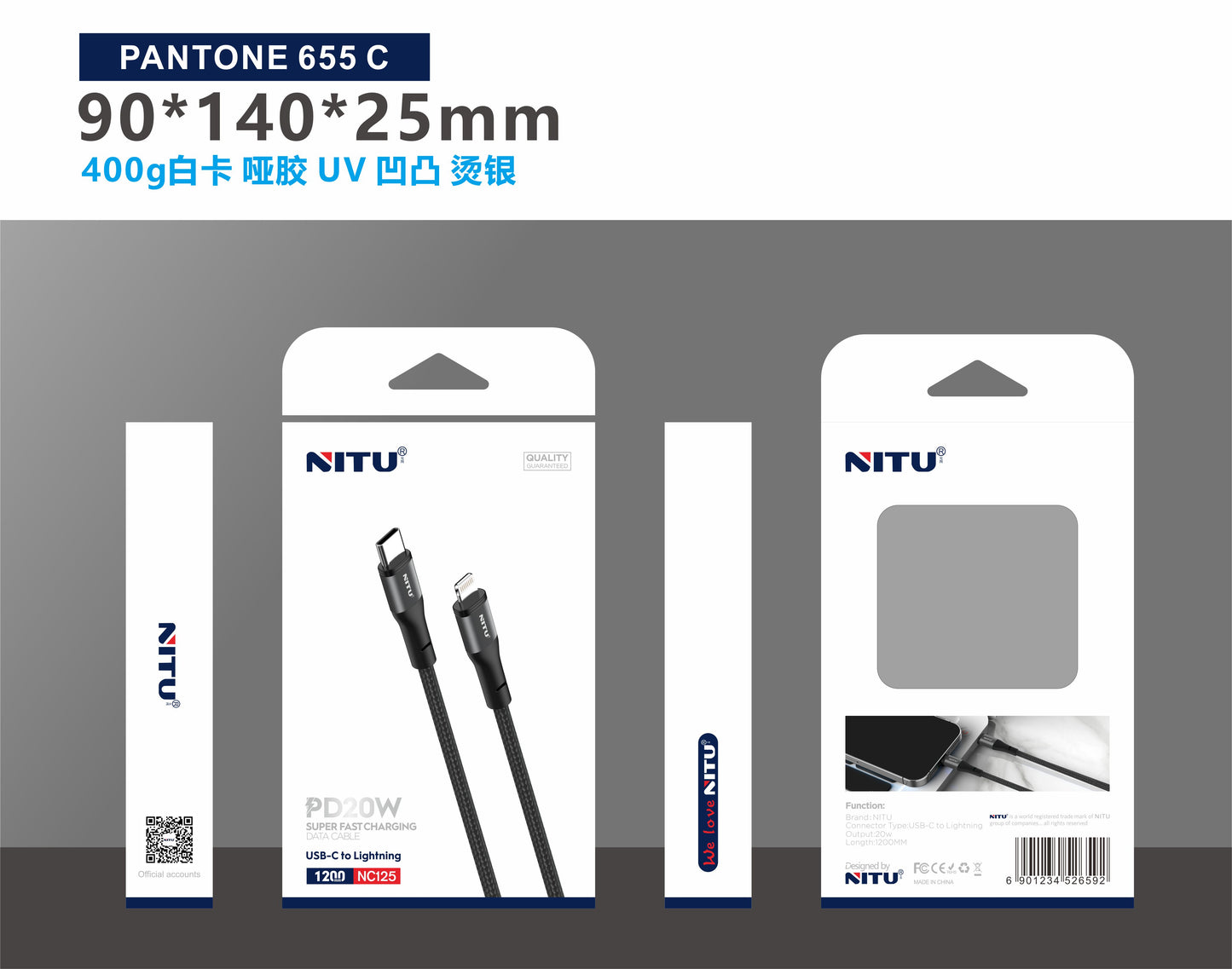 USB To Lightning Cable Fast Charging 1.2meter Braided Jacket