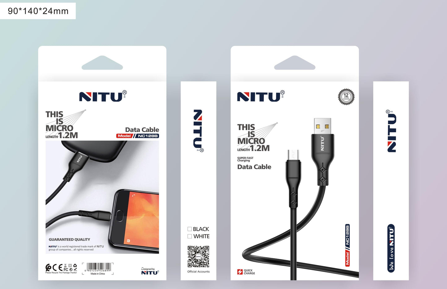 USB To Micro USB Data Cable Fast Charging 1.2 Meter