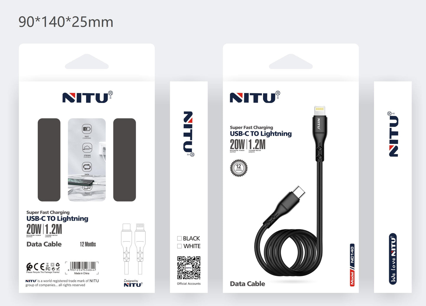 Type C To Lightning PD Cable 1.2meter 20W