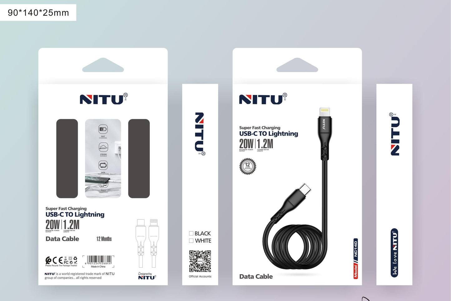 Type C To Lightning PD Cable 1.2meter 20W
