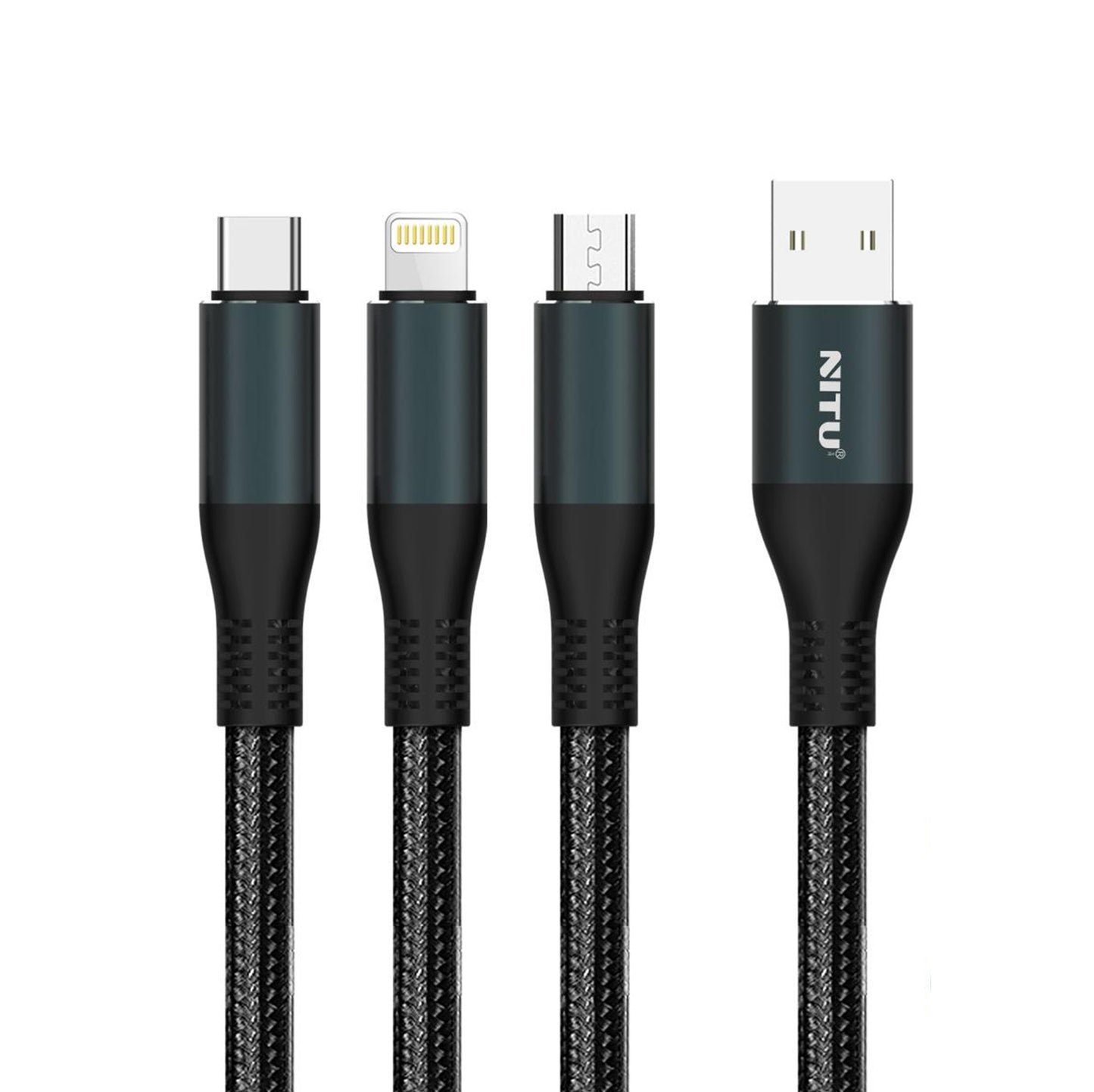 3 In 1 Cable Copper Wires Fast Charging 1 meter