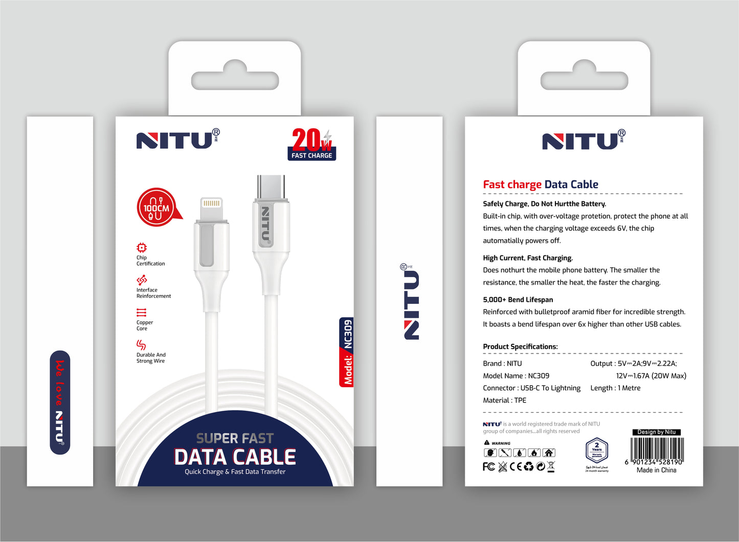 27W PD Cable Type C To Lightning,1M