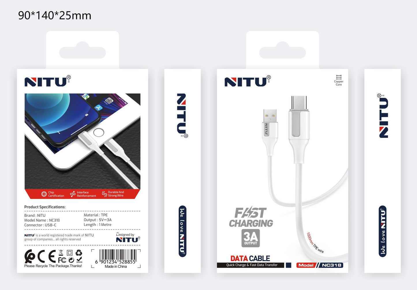 USB To Type C Data Cable 1m