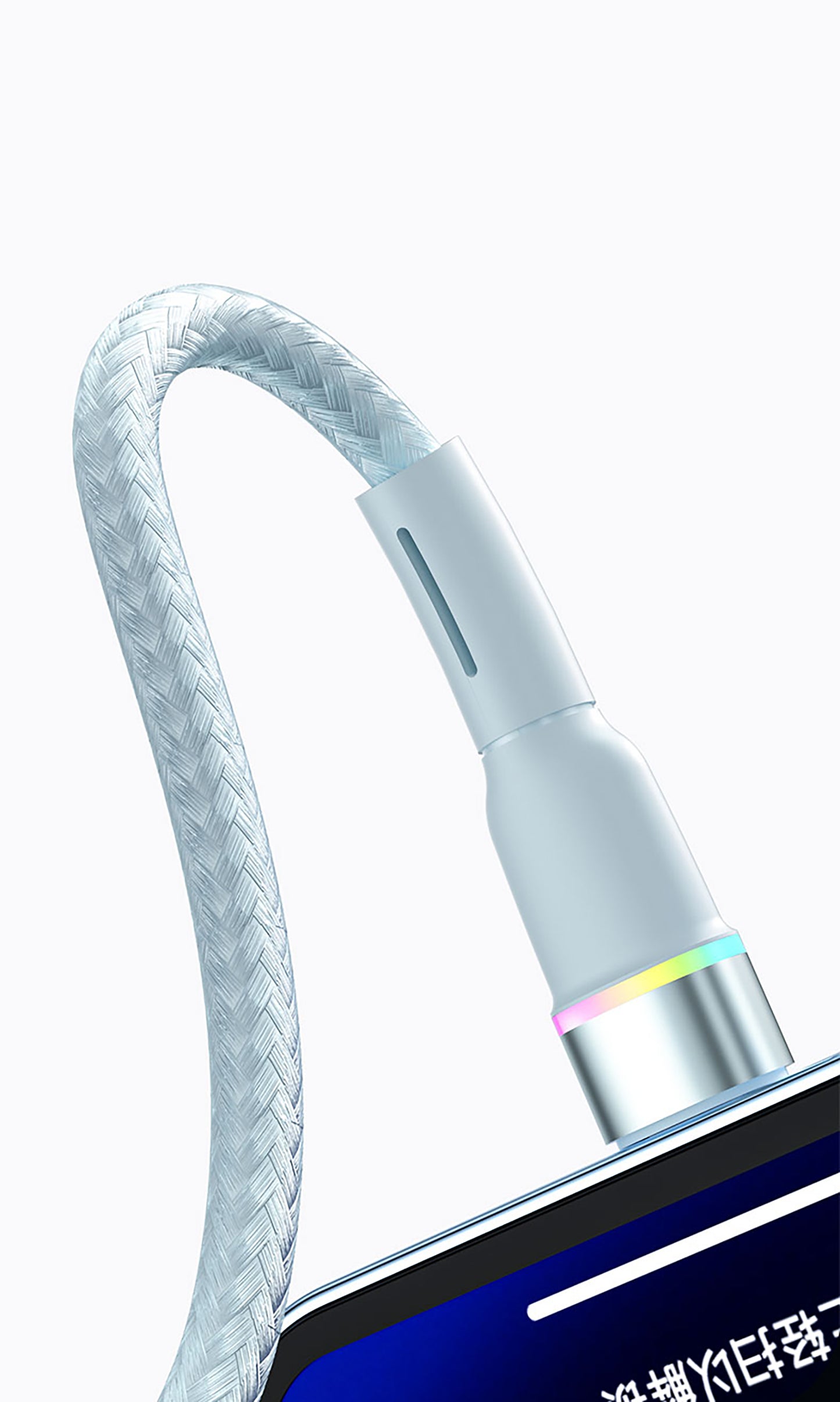 USB To Type C Cable Nylon Braided With Breathing Light