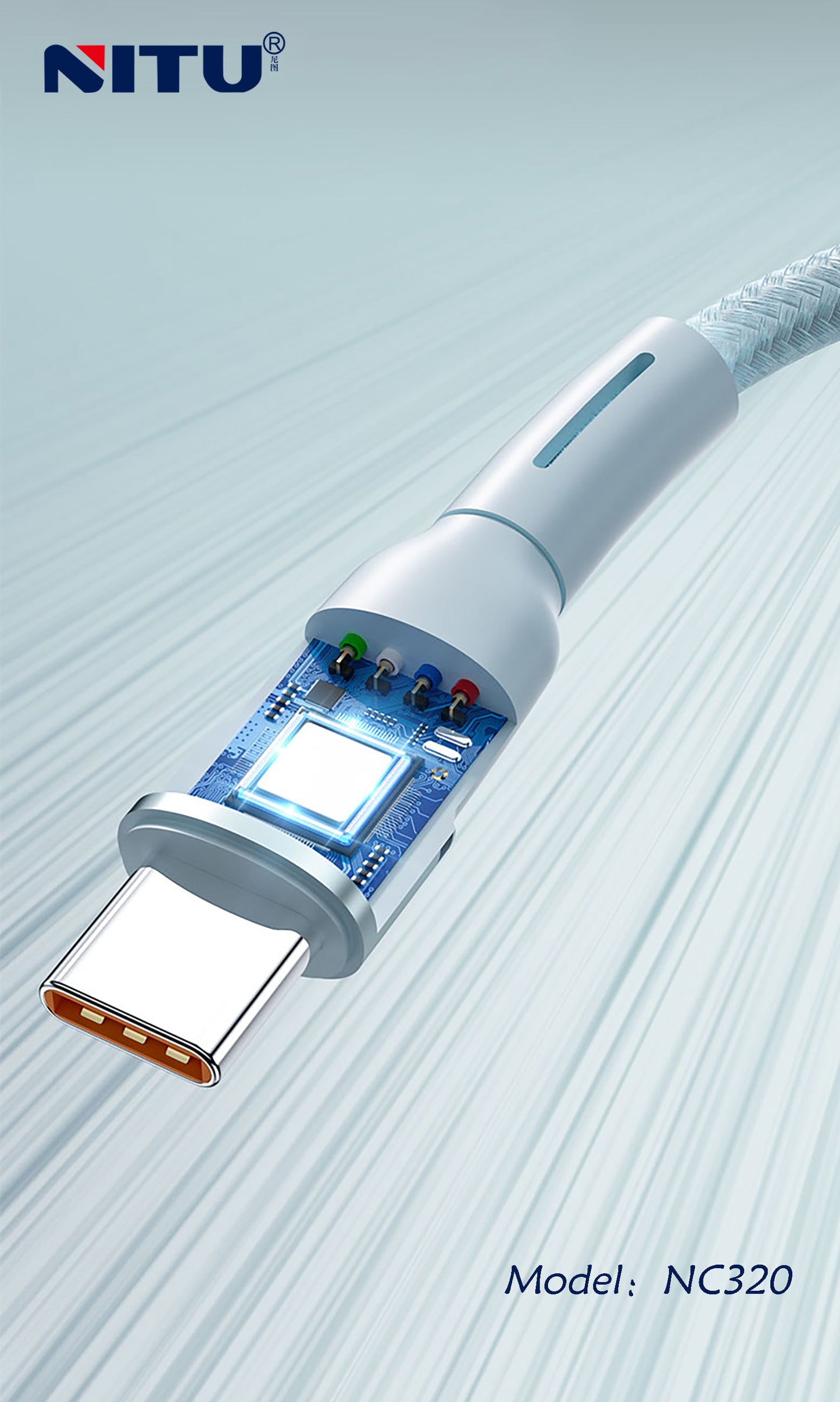 USB To Type C Cable Nylon Braided With Breathing Light