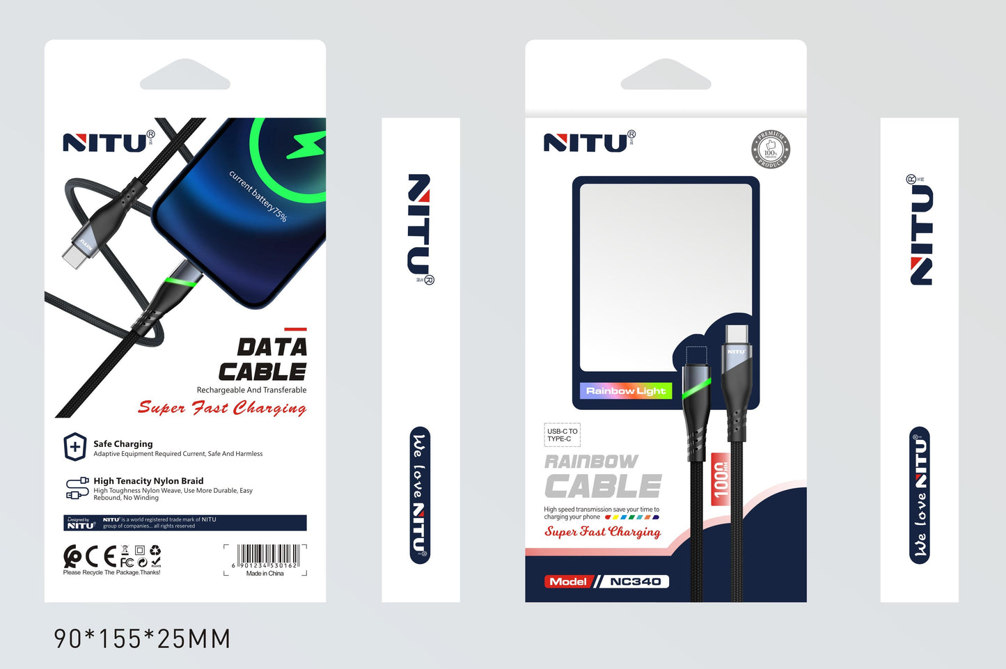 Type C To Type C 60W Fast Charging Cable With LED Light