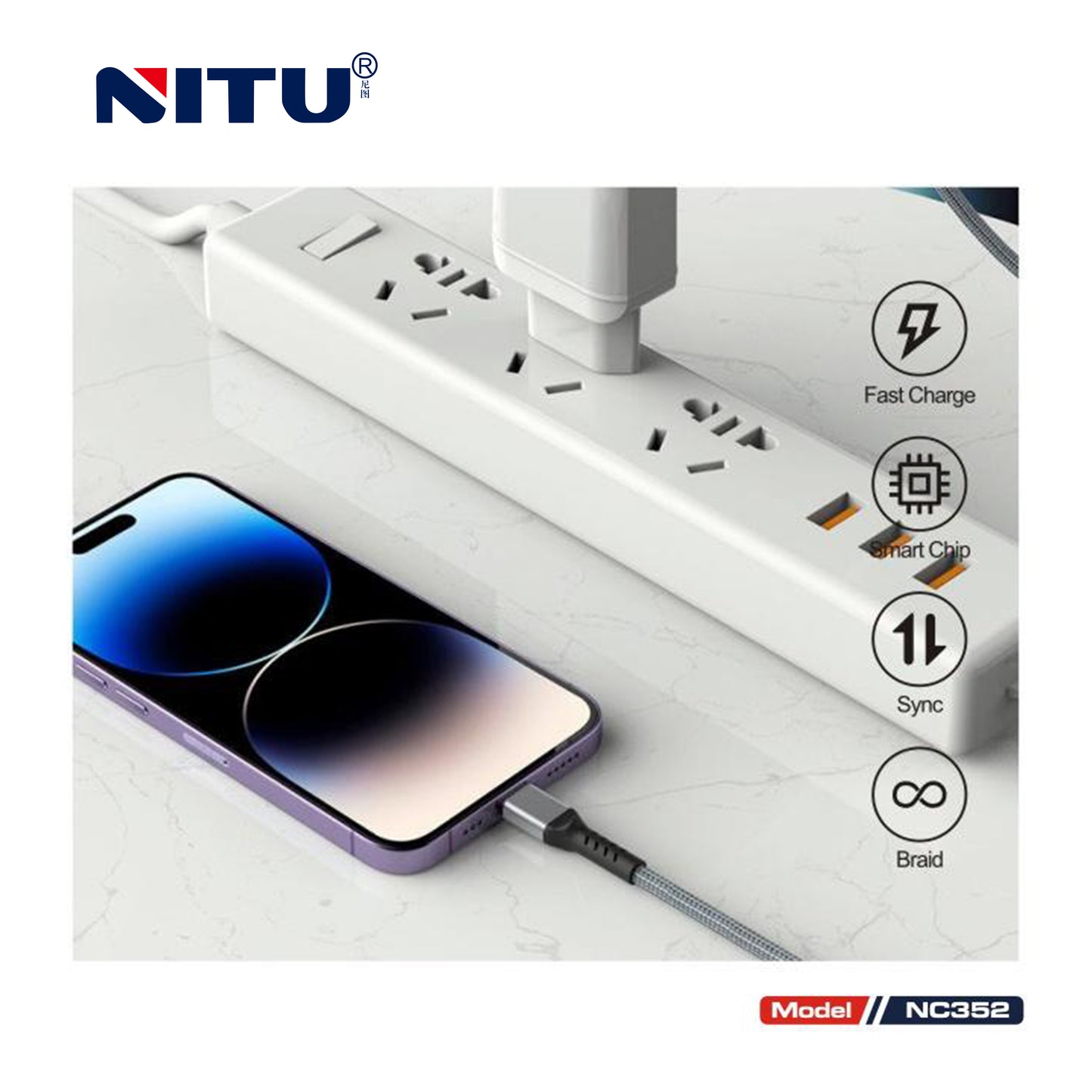 Metal Shell USB To Type C Data Cable Fast Charging 1m,nylon Braided