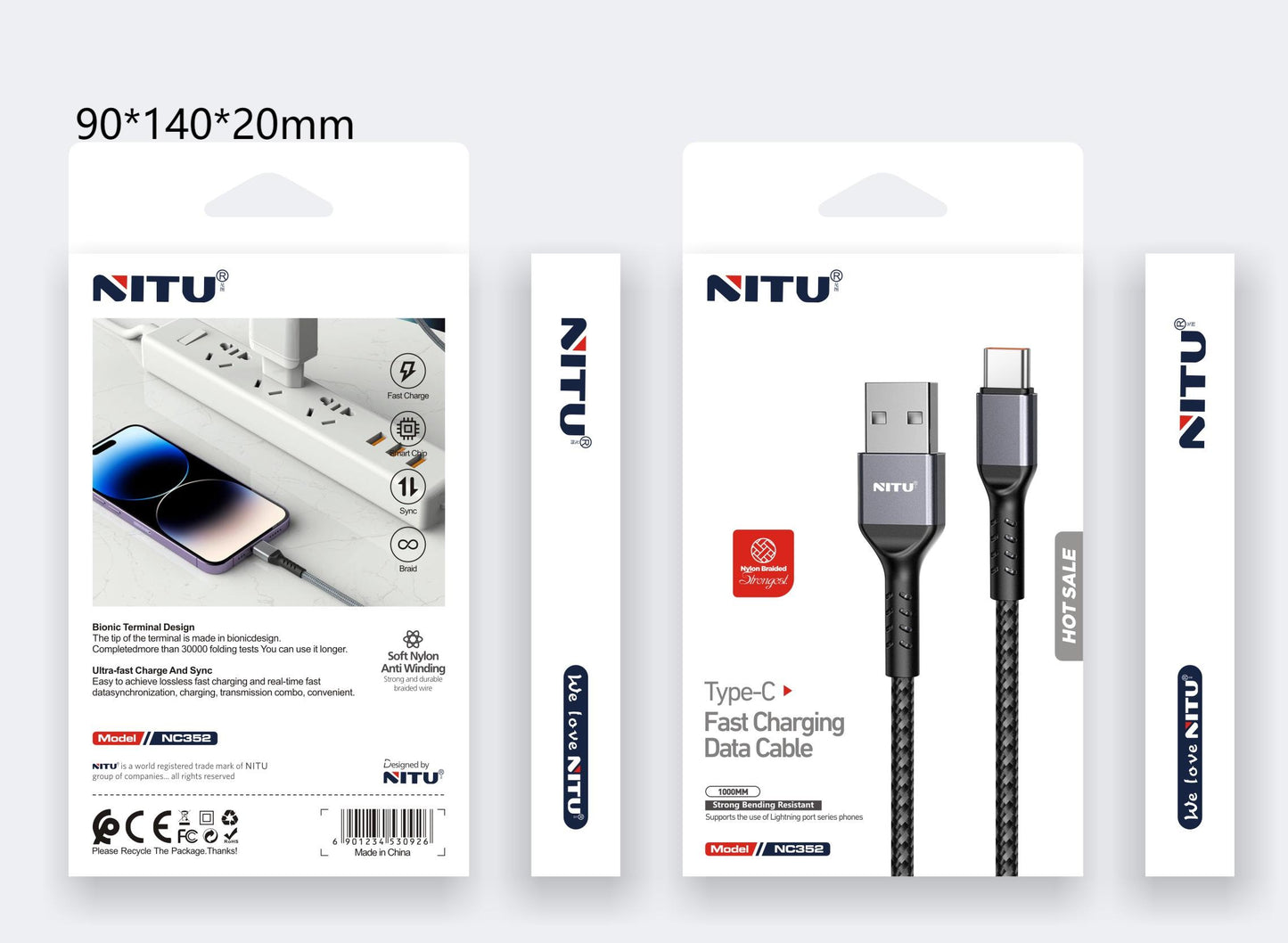 Metal Shell USB To Type C Data Cable Fast Charging 1m,nylon Braided