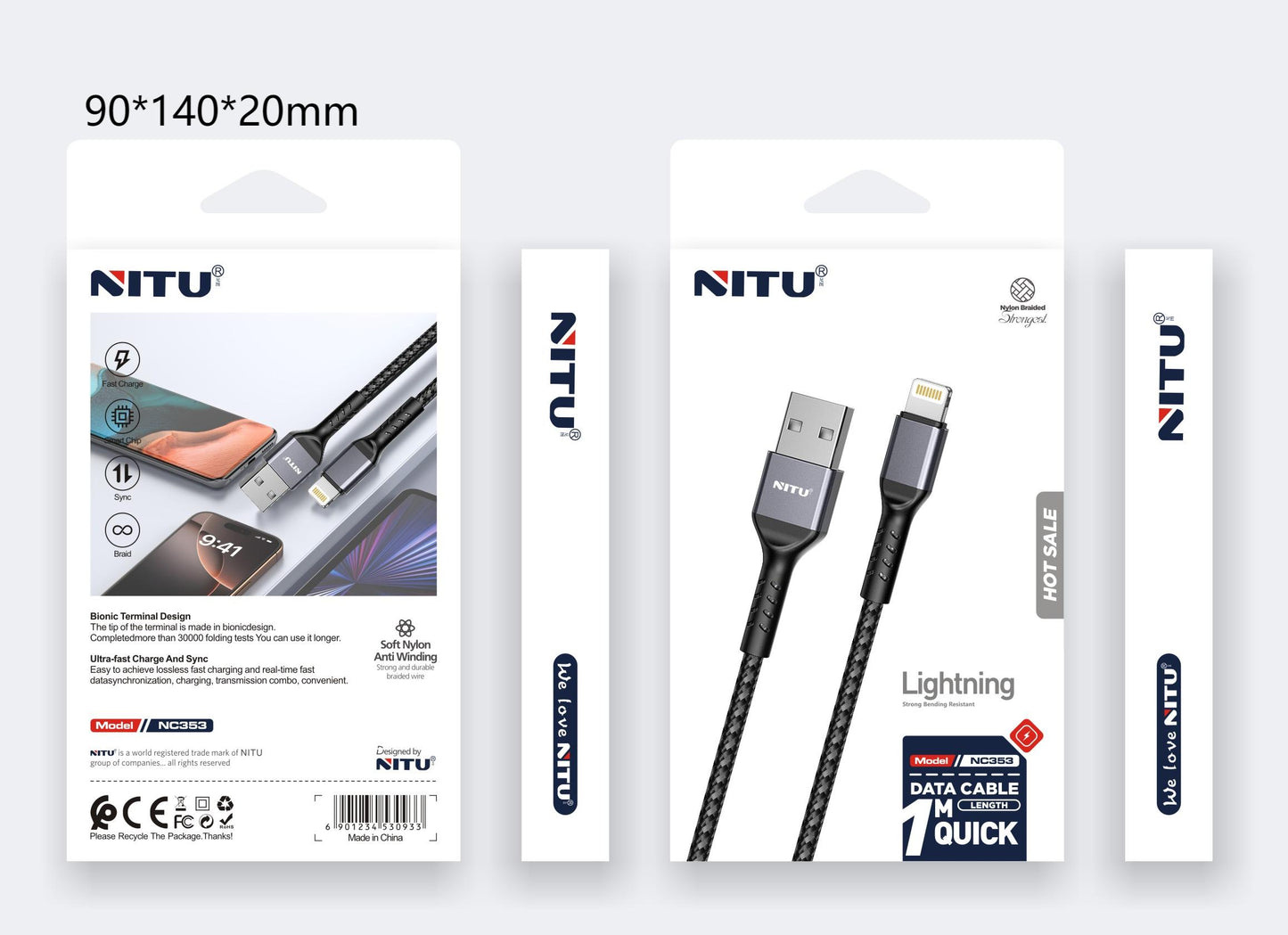 Metal Shell USB To Type C Data Cable Fast Charging 1m,nylon Braided