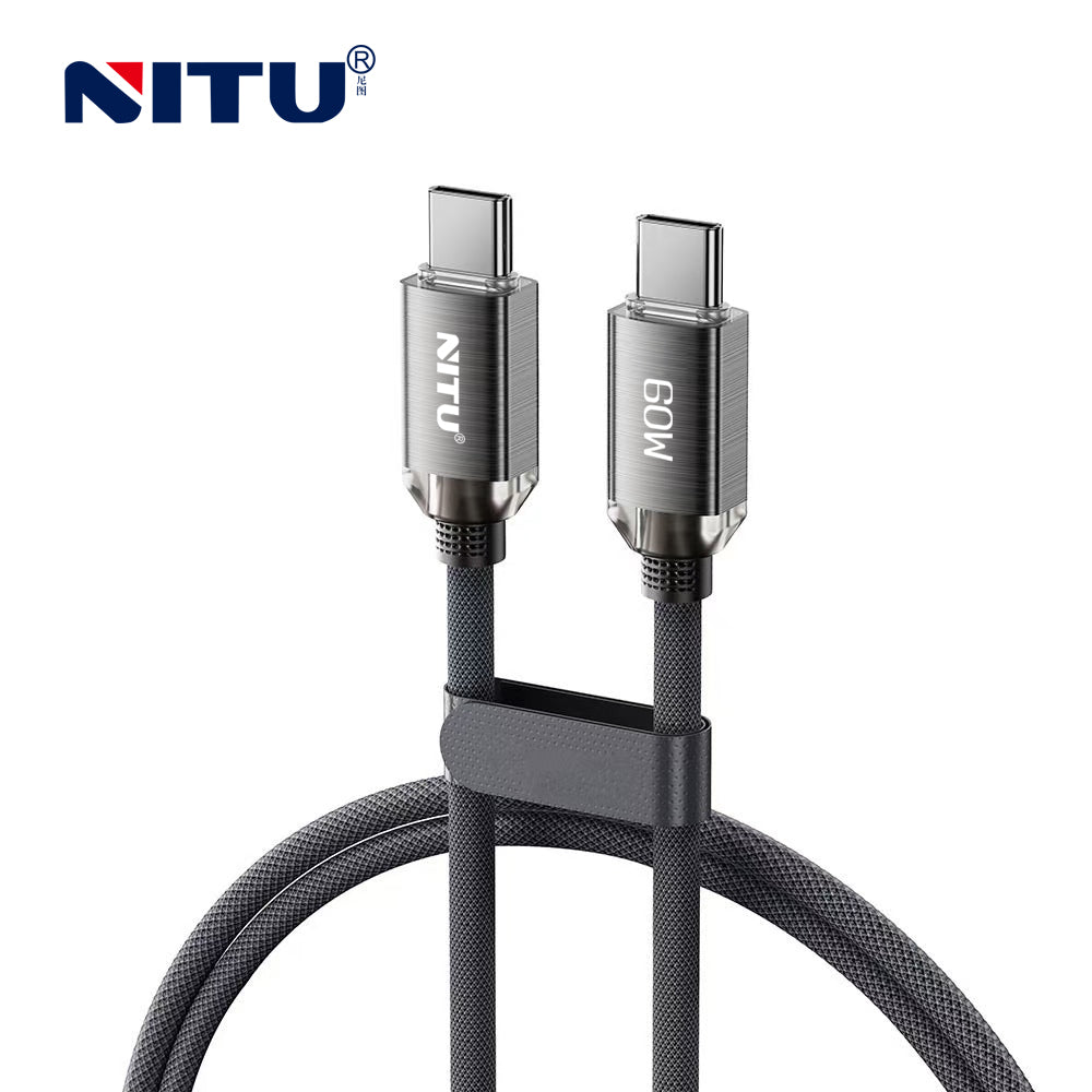 60W Metal Shell Type C To Type C Fast Charging Data Cable ,1m,nylon Braided