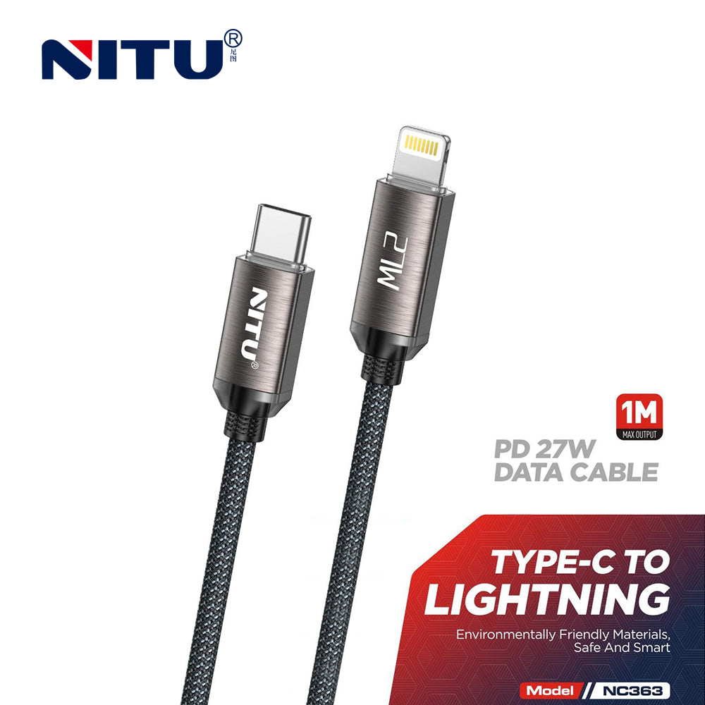 27W Metal Shell PD Type C To Lightning Data Cable ,1m,Nylon Braided