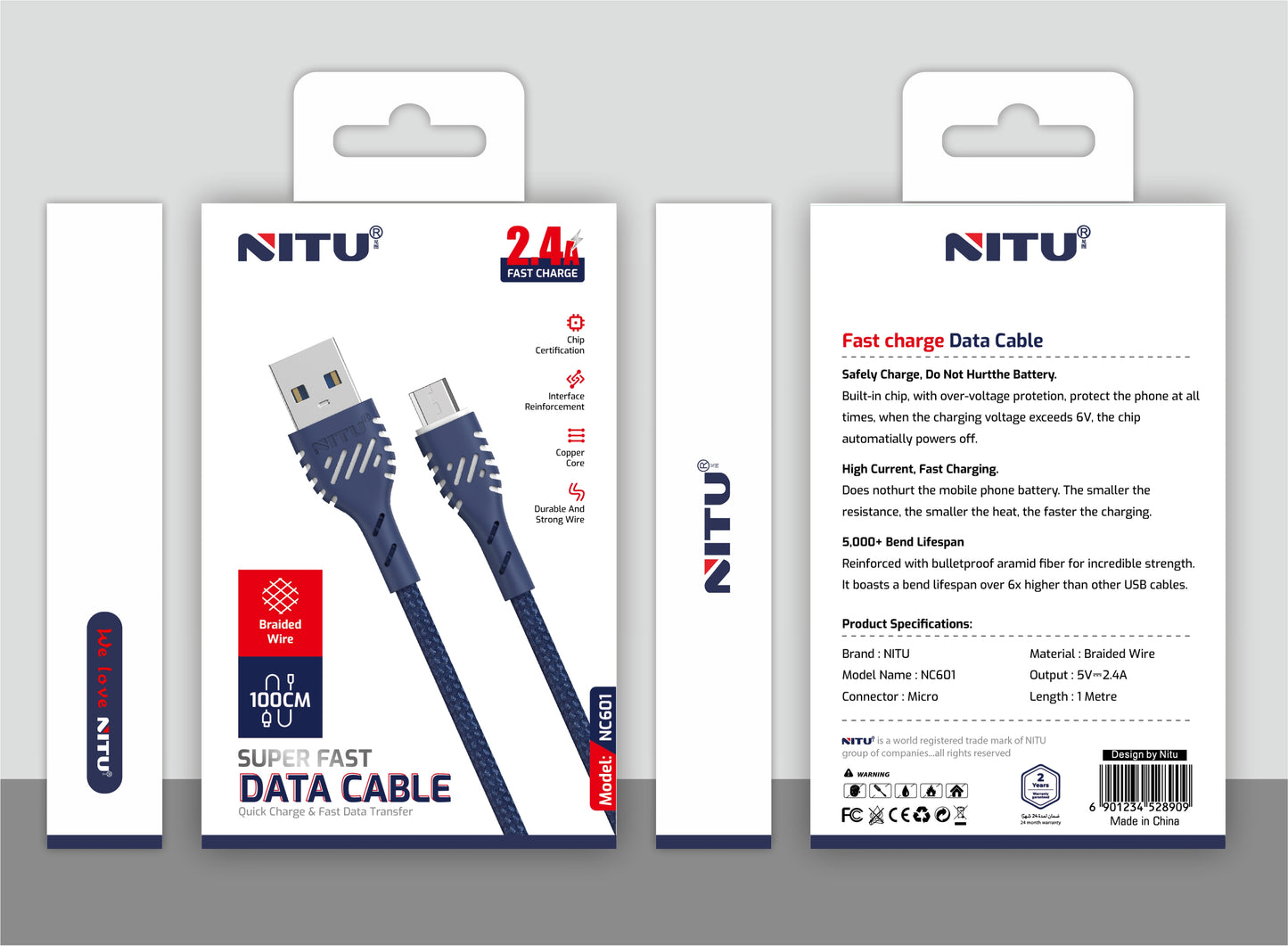 USB To Micro Braided Cable 1meter