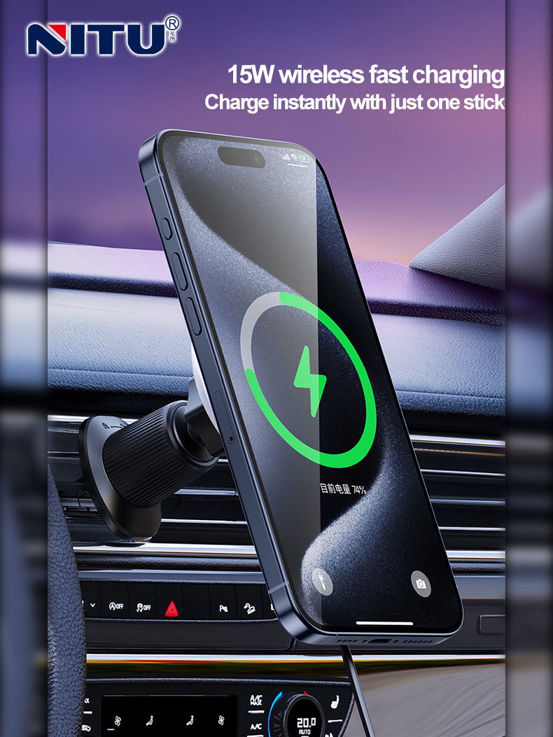 Car-vent Phone Holder Strong Magnetic Attraction 15W Wireless Charging