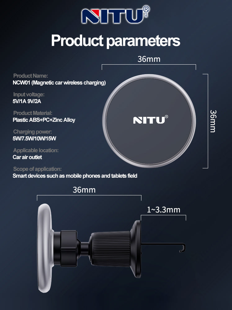 Car-vent Phone Holder Strong Magnetic Attraction 15W Wireless Charging