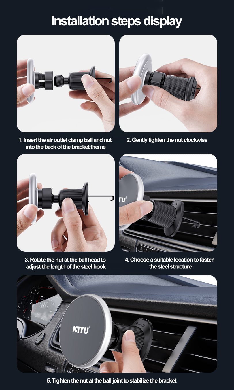 Car-vent Phone Holder Strong Magnetic Attraction 15W Wireless Charging