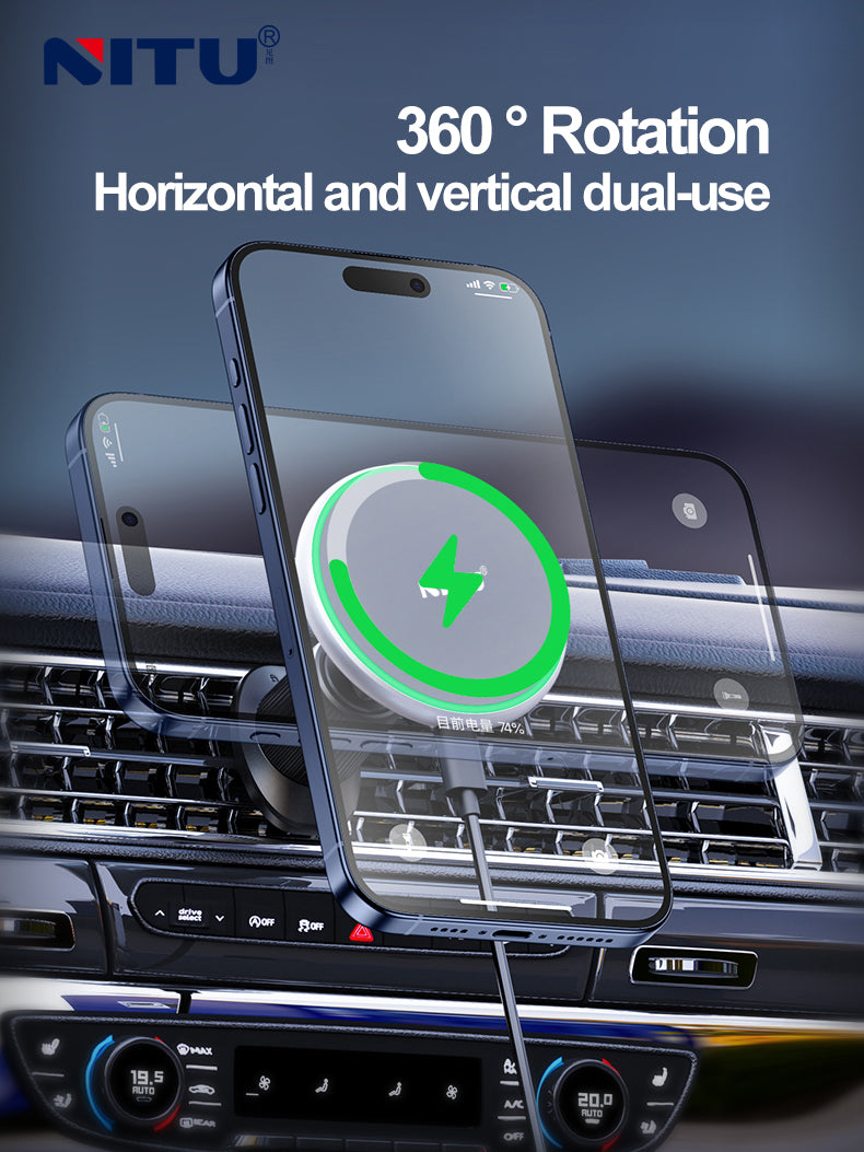 Car-vent Phone Holder Strong Magnetic Attraction 15W Wireless Charging