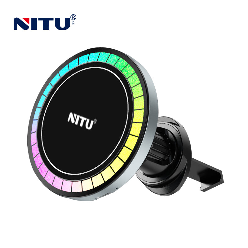 Car-vent Phone Holder Strong Magnetic Attraction 15W Wireless Charging With RGB Light