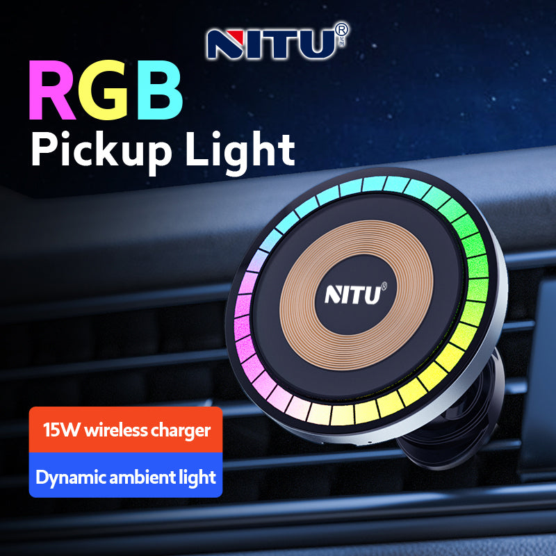 Car-vent Phone Holder Strong Magnetic Attraction 15W Wireless Charging With RGB Light