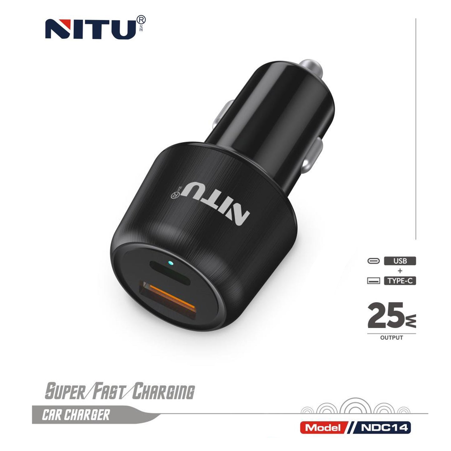 Car Charger PD25W +QC3.0 With 1 meter PD C To C Cable