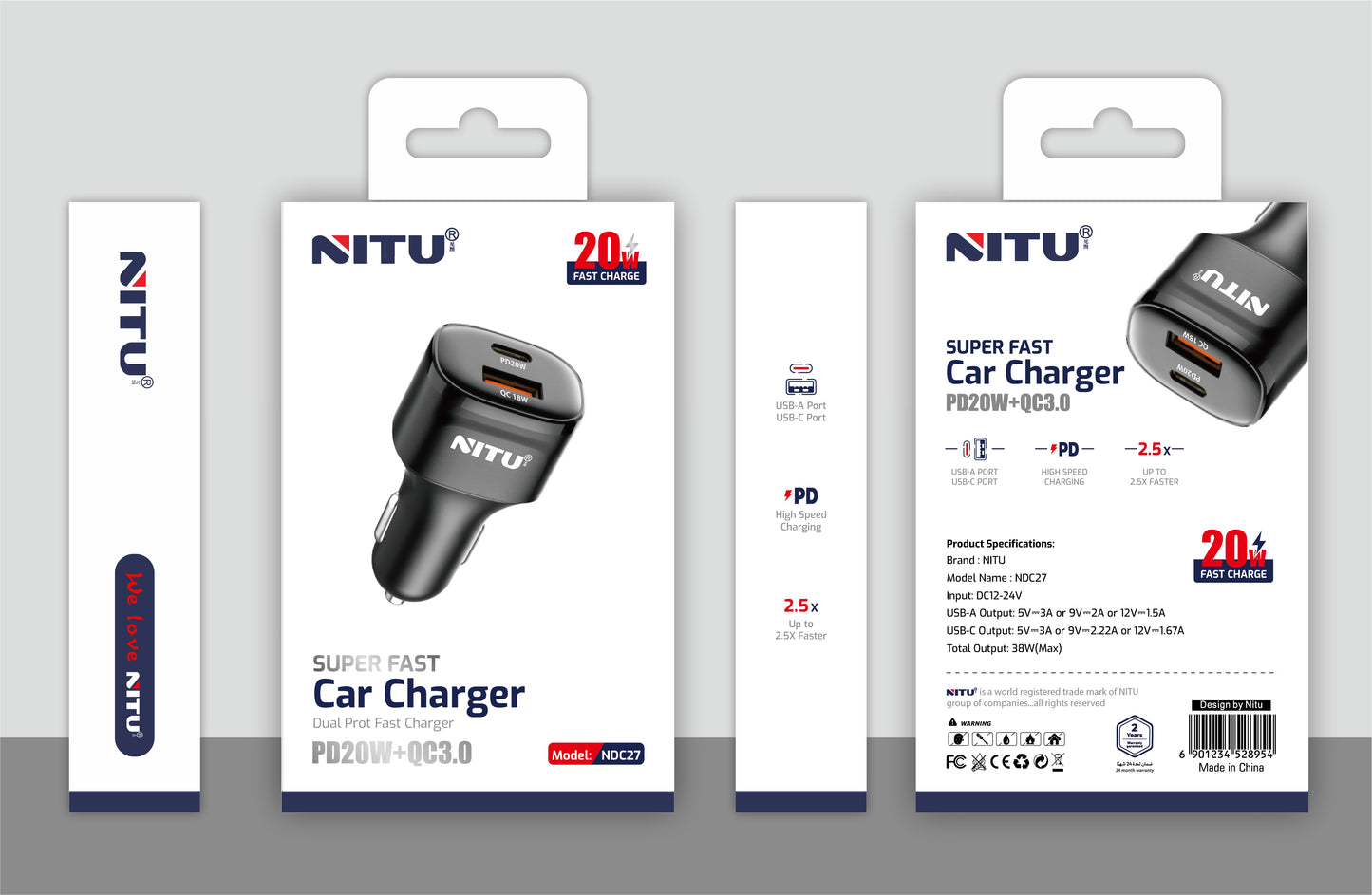 Car Charger Fast Charging Dual Type C Ports 50W