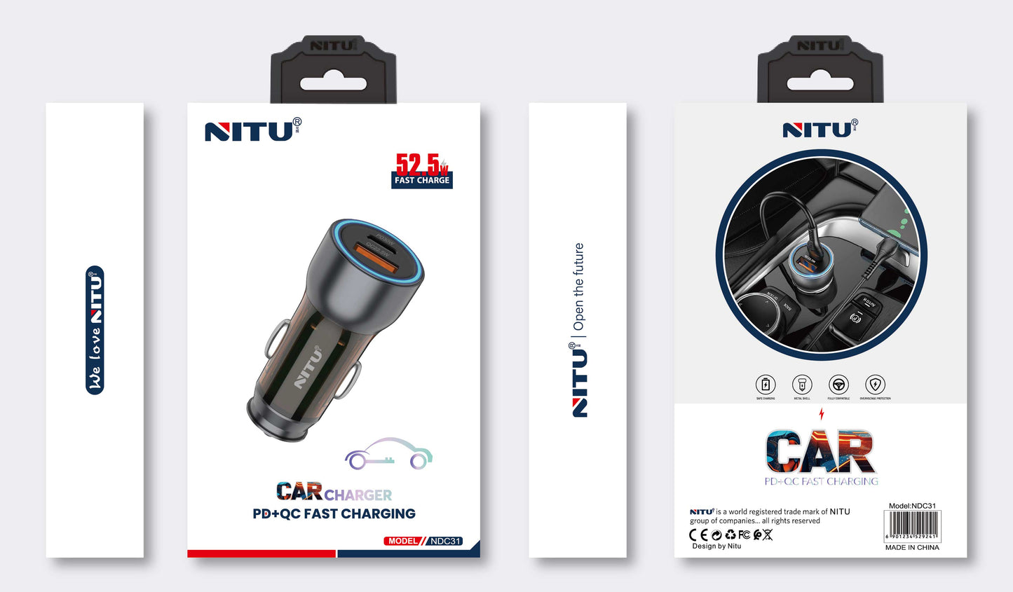 Car Charger Fast Charging PD30W+USB QC22.5W Ports 52.5W