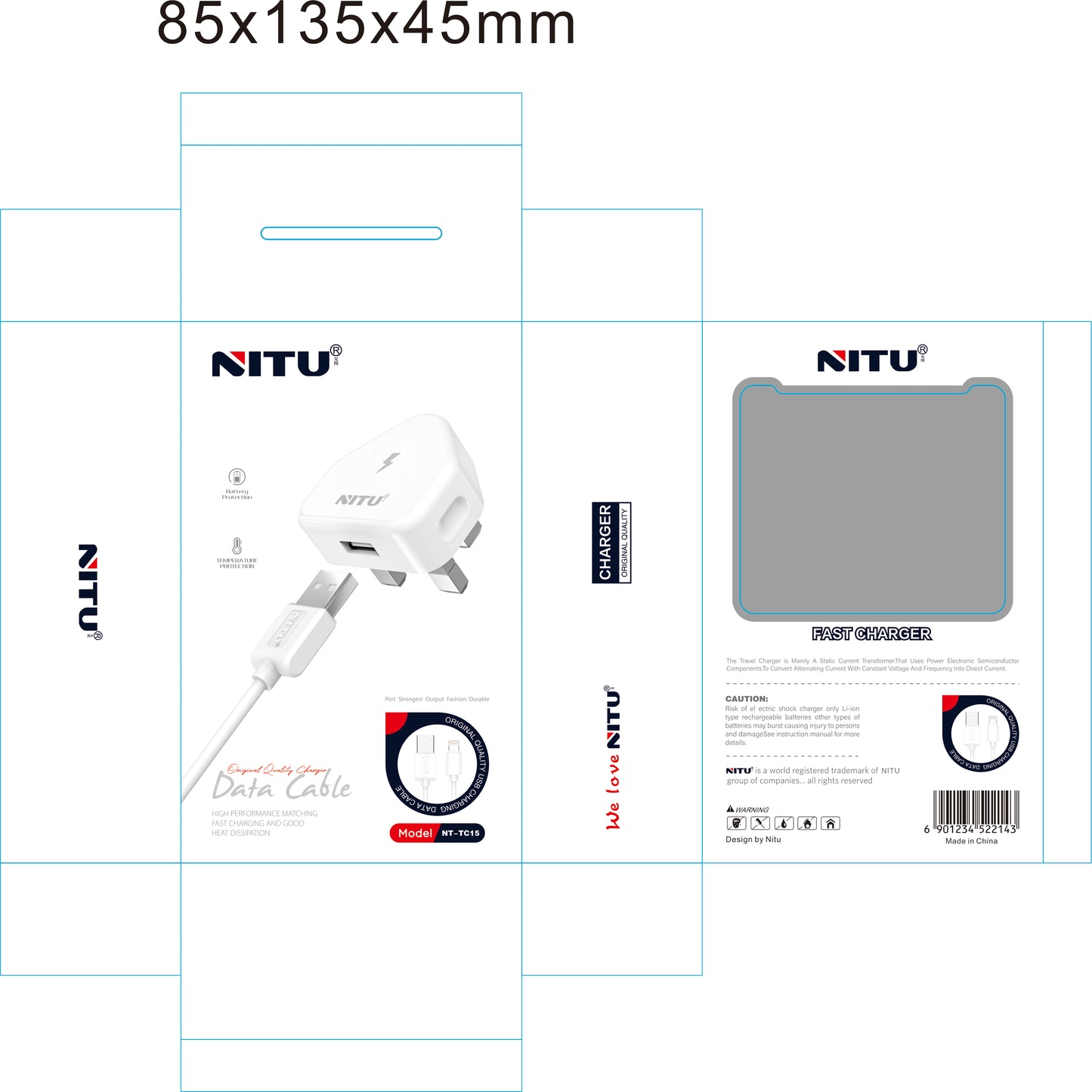 Wall charger UK Plug With Cable