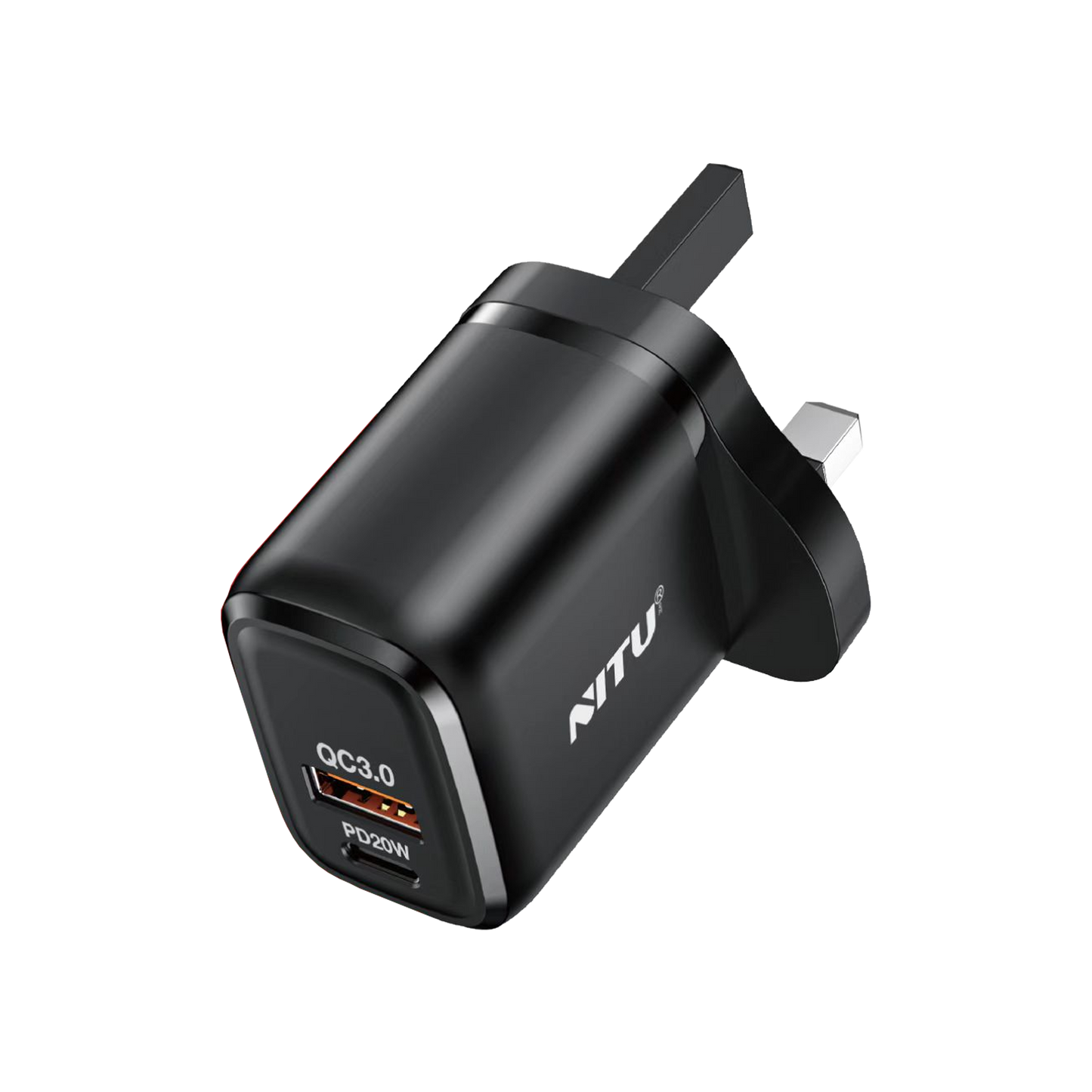 Charger Adapter UK Plug Dual PD+QC Fast Charger With C-L Cable