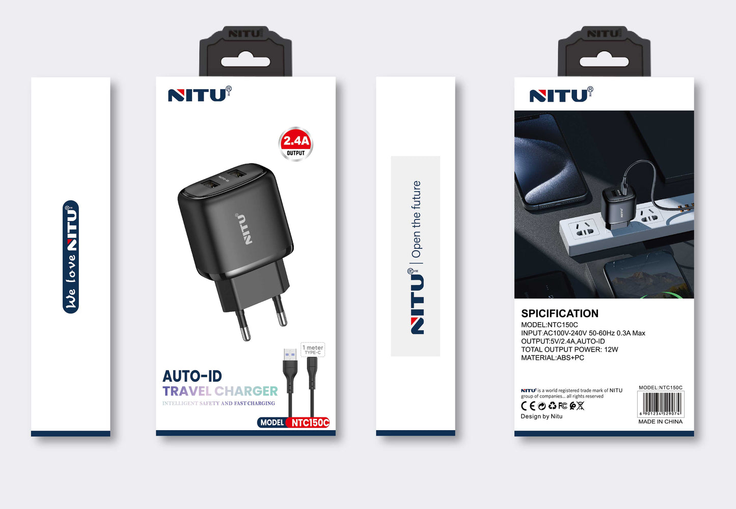 Wall charger EU/UK Plug Dual USB ports 12W