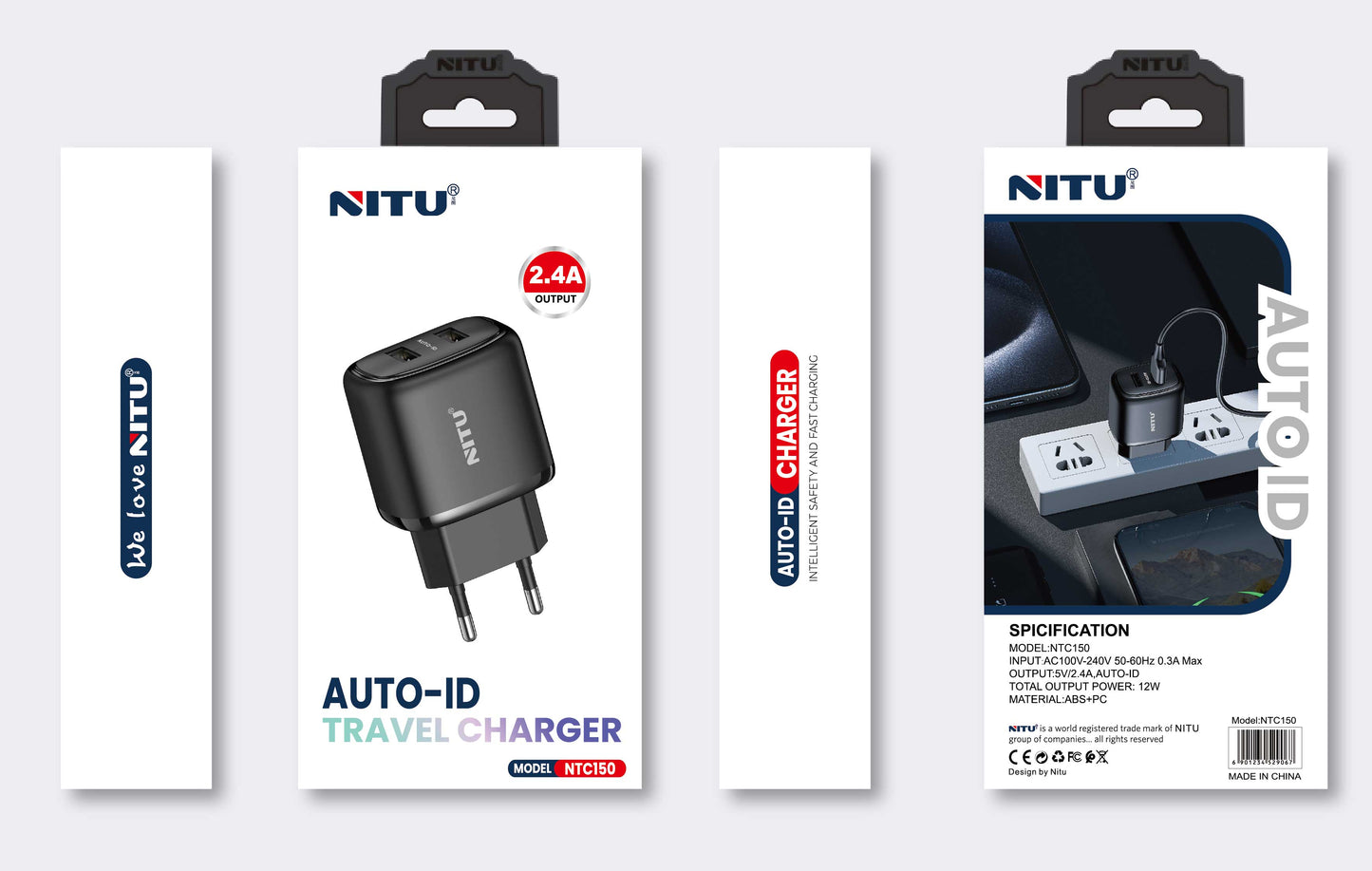 Wall charger EU/UK Plug Dual USB ports 12W