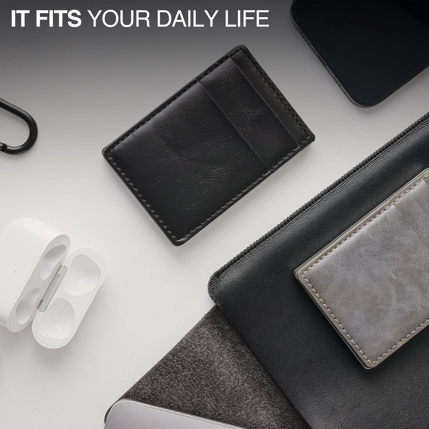 HiYouth Wallet Thumb Swipe Pop Up Card Wallet For Men-Silver Grey