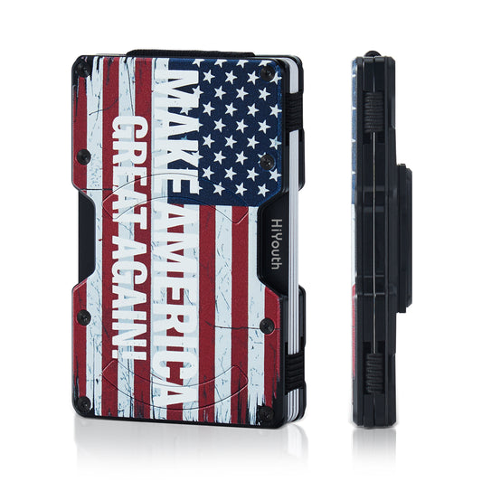 Vintage American Style - Slim Mens Magsafe Airtag Wallet,Aluminum Card Holder