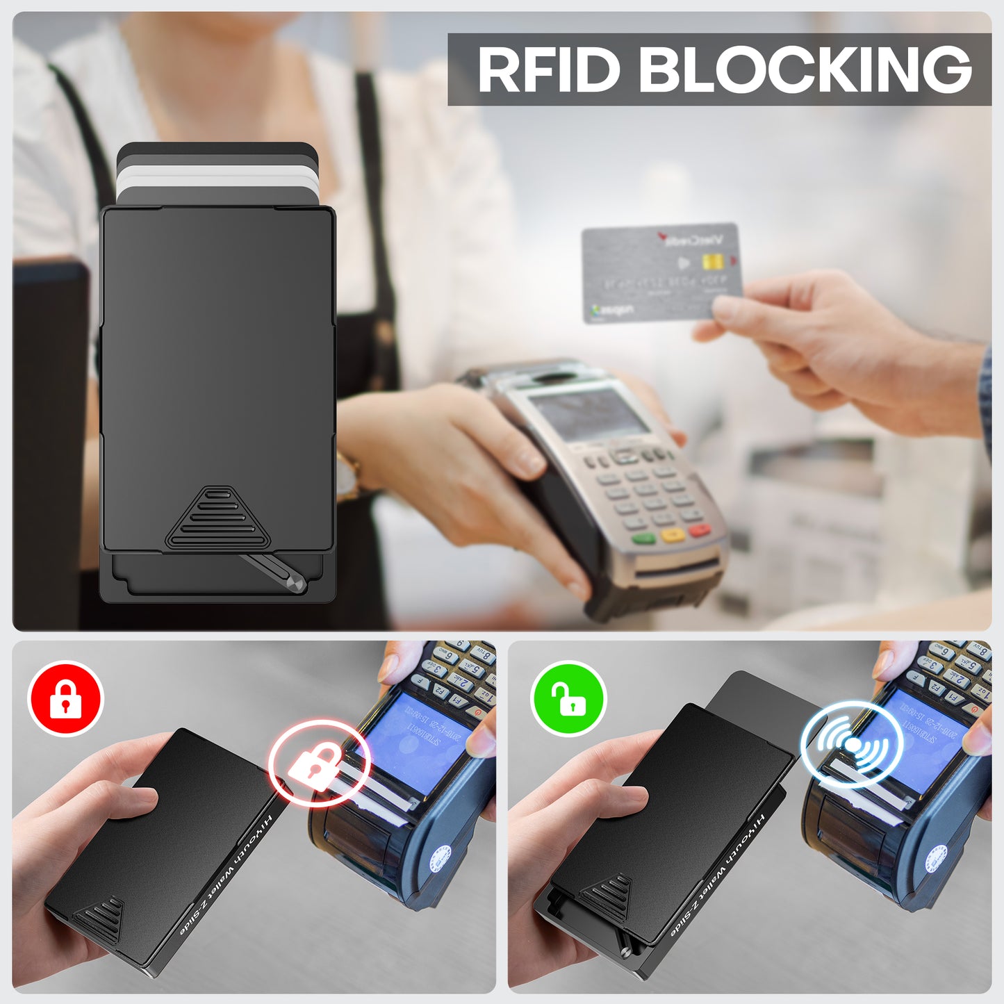 HiYouth Wallet Thumb Swipe Pop Up Card Wallet For Men-Black