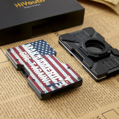 Vintage American Style - Slim Mens Magsafe Airtag Wallet,Aluminum Card Holder