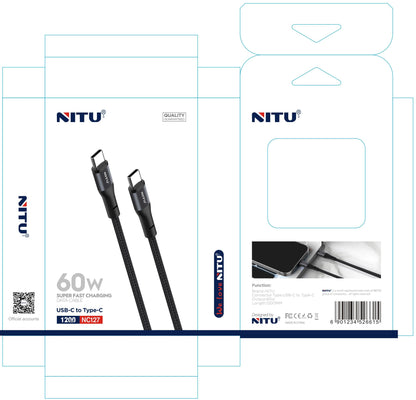 Type C To Type C 60W Fast Charging Cable 1.2 meters Braided