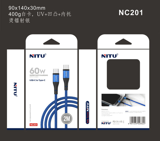 Type C To Type C Fast Charging 60W Data Cable,2meter
