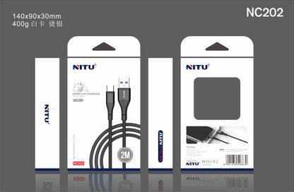 USB To Type C Data Cable 5A Fast Charging,2 Meter,Nylon Braided