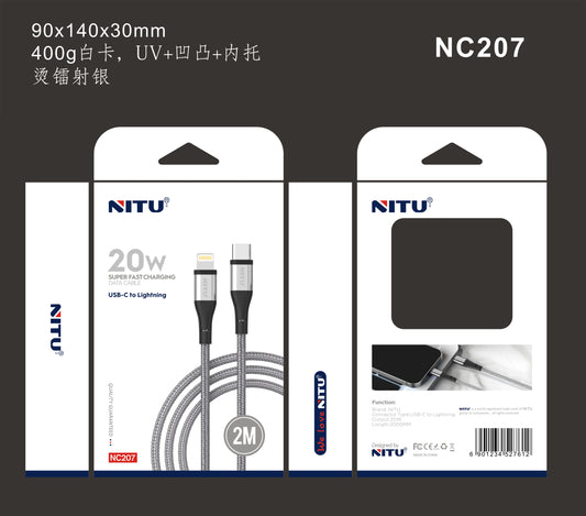 PD Cable type C To Lightning 20W Braided Jacket 2meter