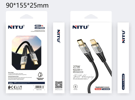 Transparent PD Cable Clear Shell 27W Fast Charging