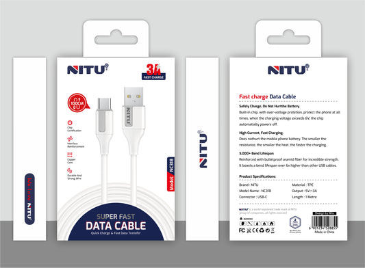 USB To Type C Data Cable 1m
