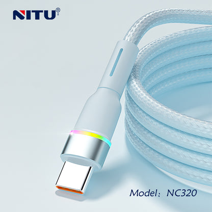 USB To Type C Cable Nylon Braided With Breathing Light