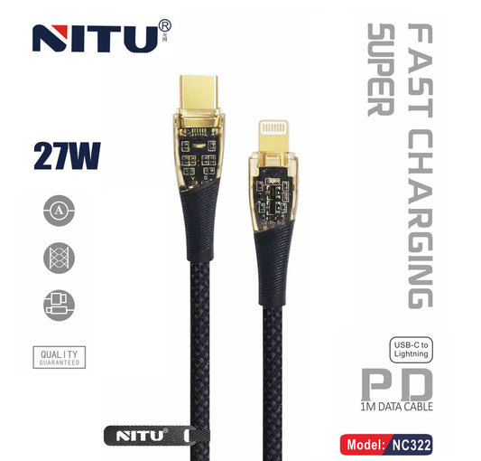 Clear Head PD Cable Type C To Lightning 27W Fast Charging