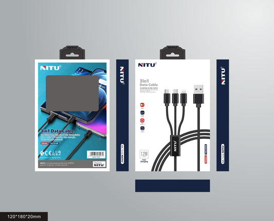 3 in 1 Nylon braided Data Cable