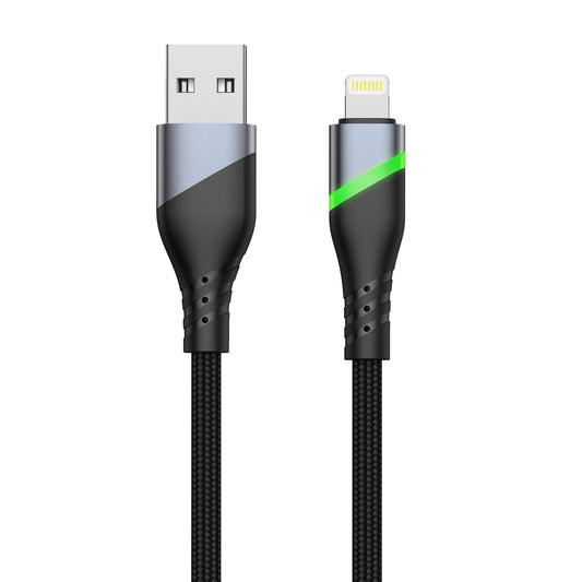 USB To Lightning With LED Light Data Cable, Nylon Braided 1m