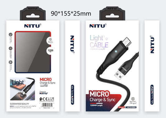 USB To Micro USB Data Cable With light,1.2m,Nylon Braided