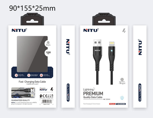 USB To Lightning Data Cable With light,1.2m,Nylon Braided